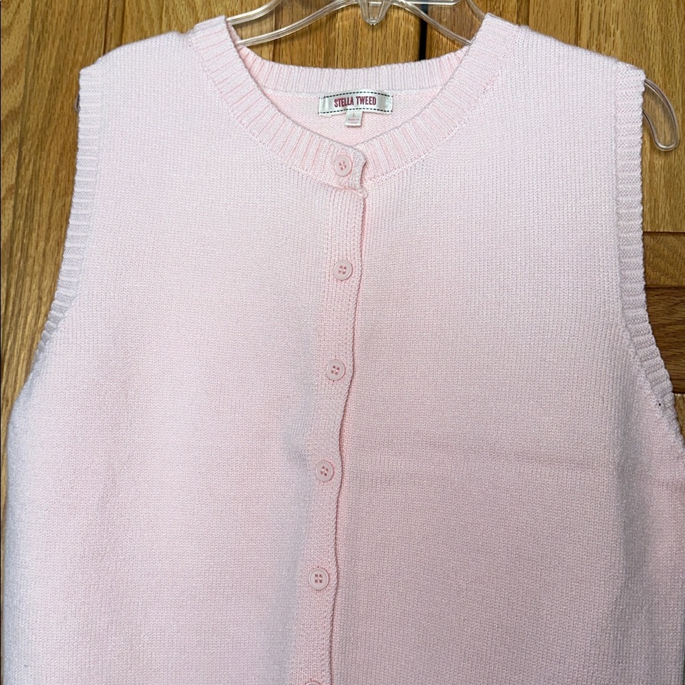 NWT Stella Tweed Pink Women's Sweater Vest size L - Picture 6 of 6